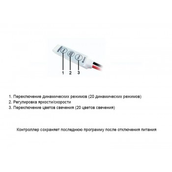 RGB контроллер 12A 144W 12V (3 кнопки) mini
